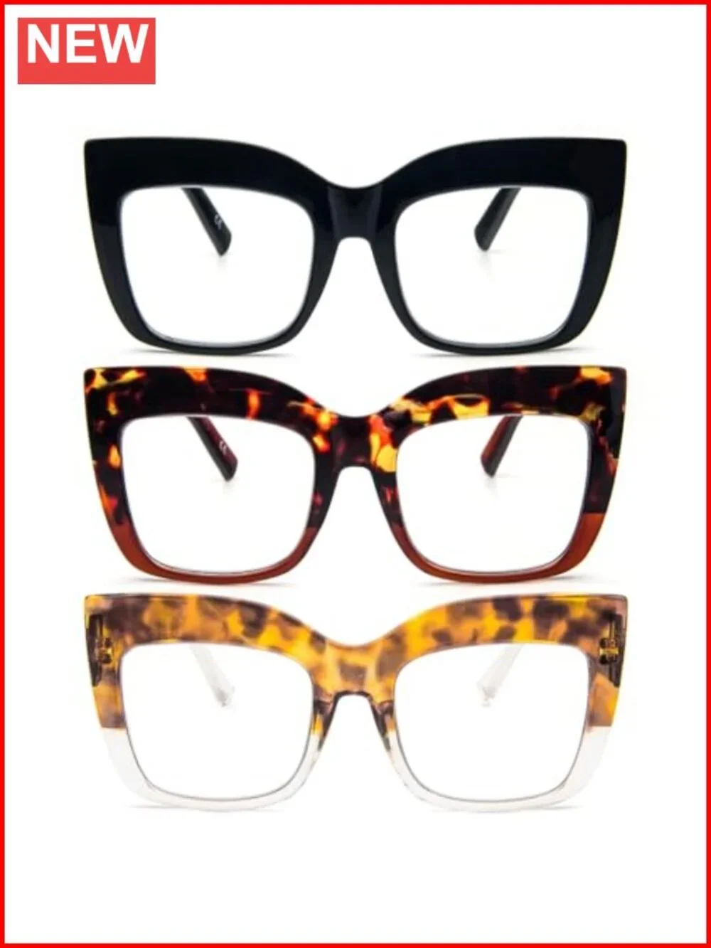 Oversized Reading Glasses for Women Blue Light Blocking 3 Pack Spring Hinge